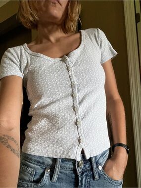 Floral print button front top